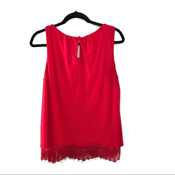 Apt. 9 Lace Hem Scoopneck Tank (Tango Red) - Picture 2 of 4